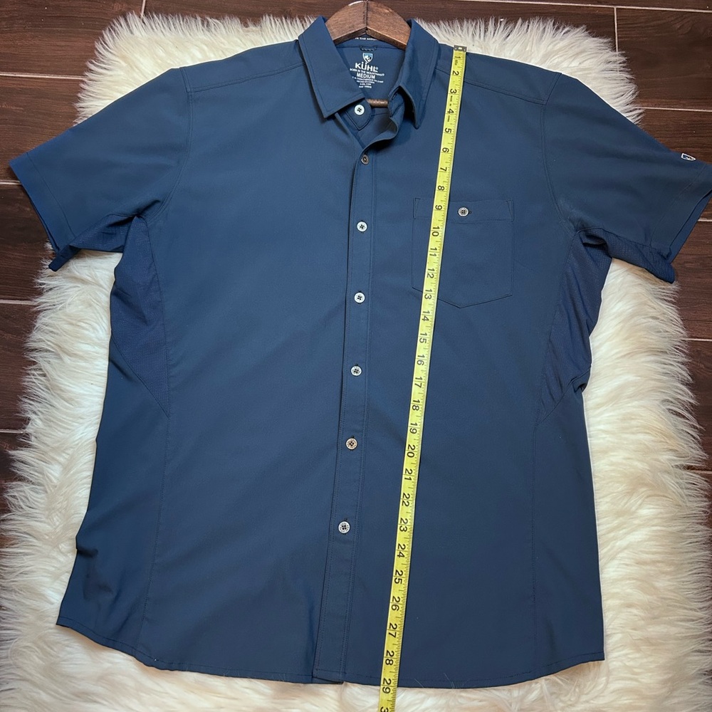 KUHL Bandit Performance Button Up Shirt Mens M Short Sleeve Blue Logo Classic - Picture 3 of 5